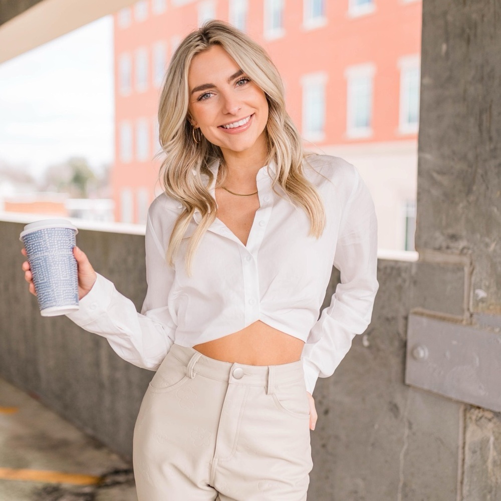 🆕 Sadie and Sage Elisha Button Down Crop Top SZ SM